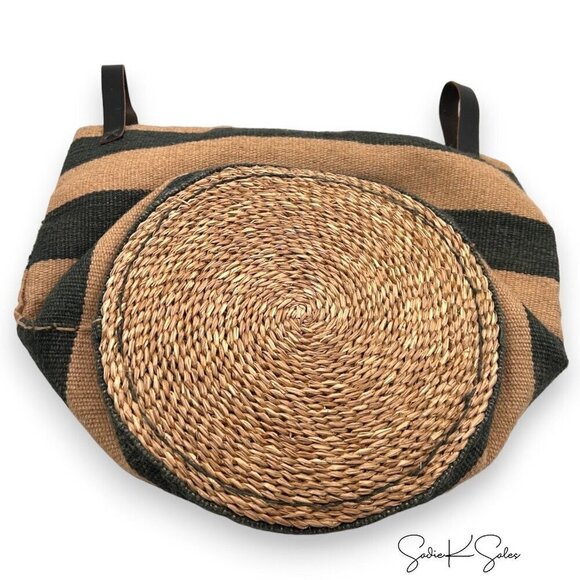 Magnolia Home Serena Striped Jute Tote Storage Basket with Leather Handles 2019 - Picture 6 of 9